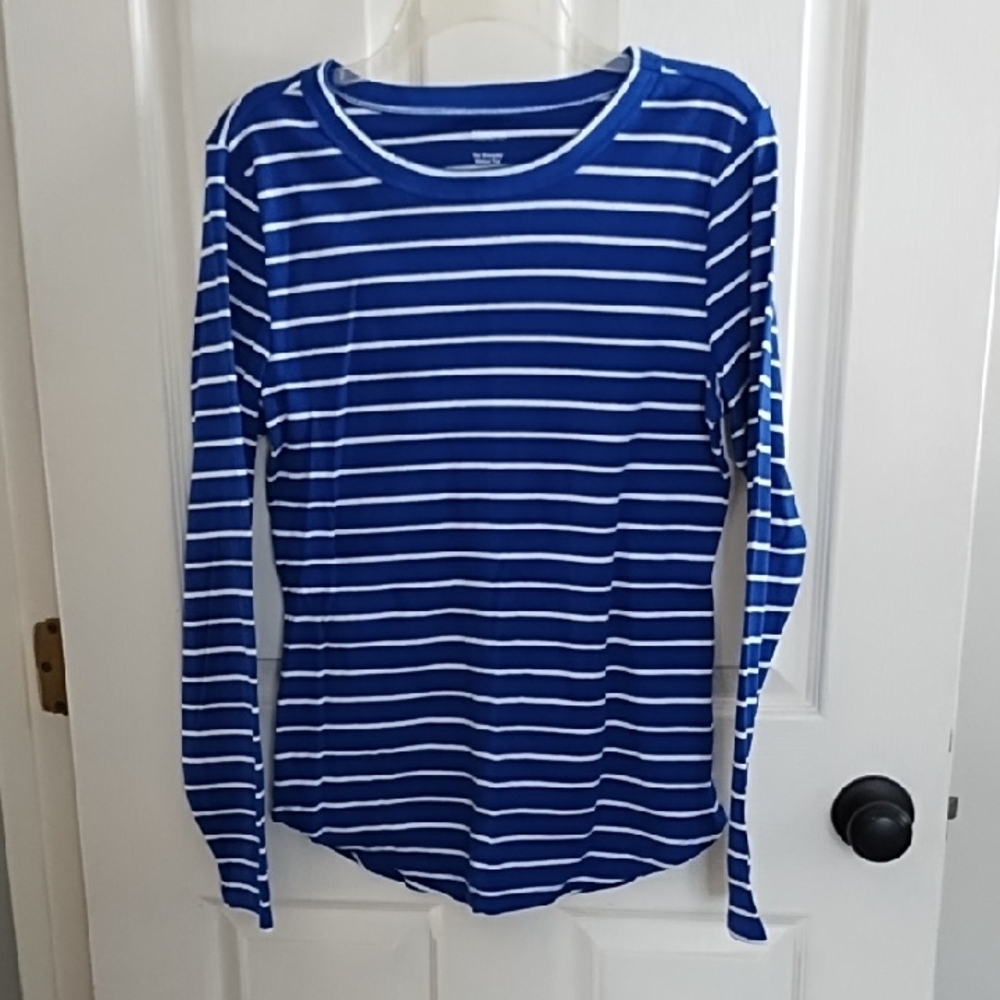 Sonoma Blue and White Striped Long Sleeve Tee